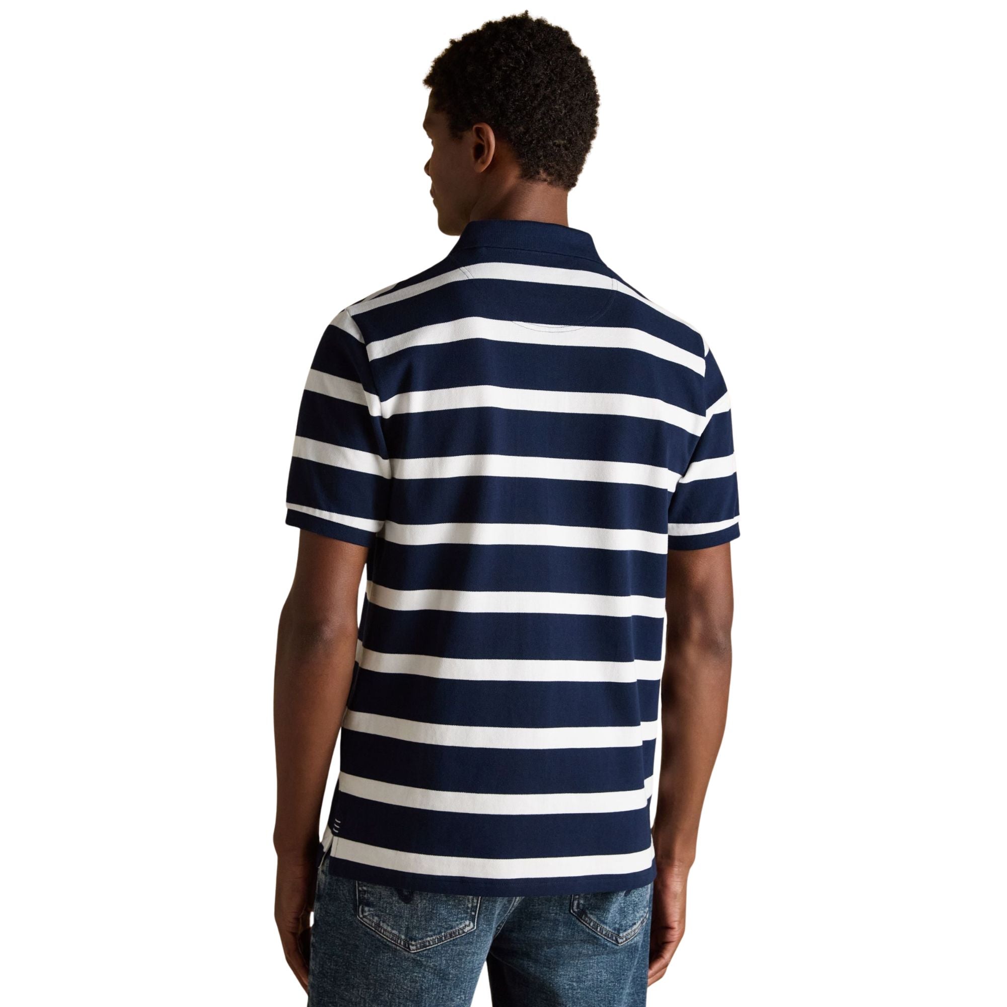 Joules Mens Woody Stripe Polo Shirt - Navy/White