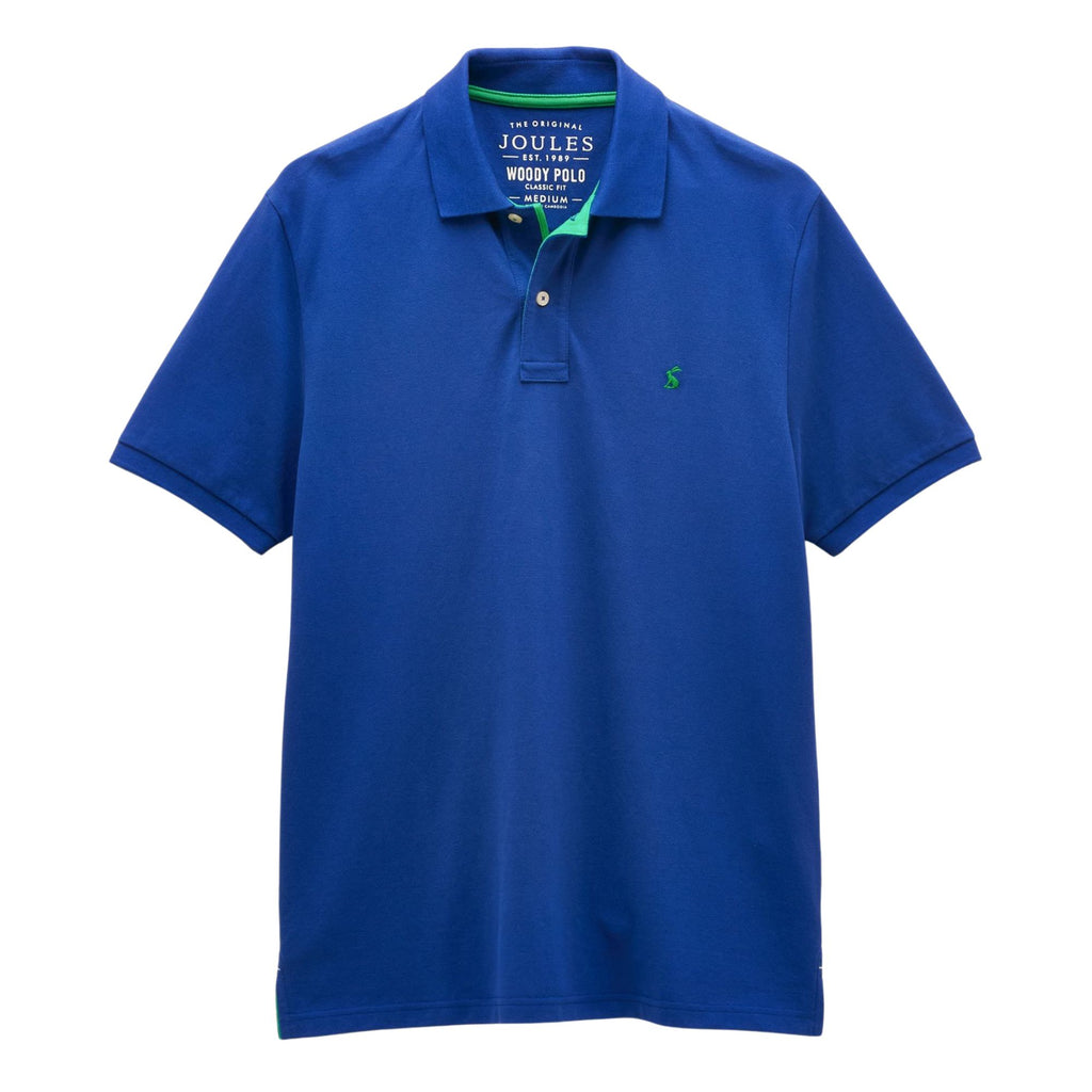 Joules Mens Woody Cotton Pique Polo Shirt - Blue