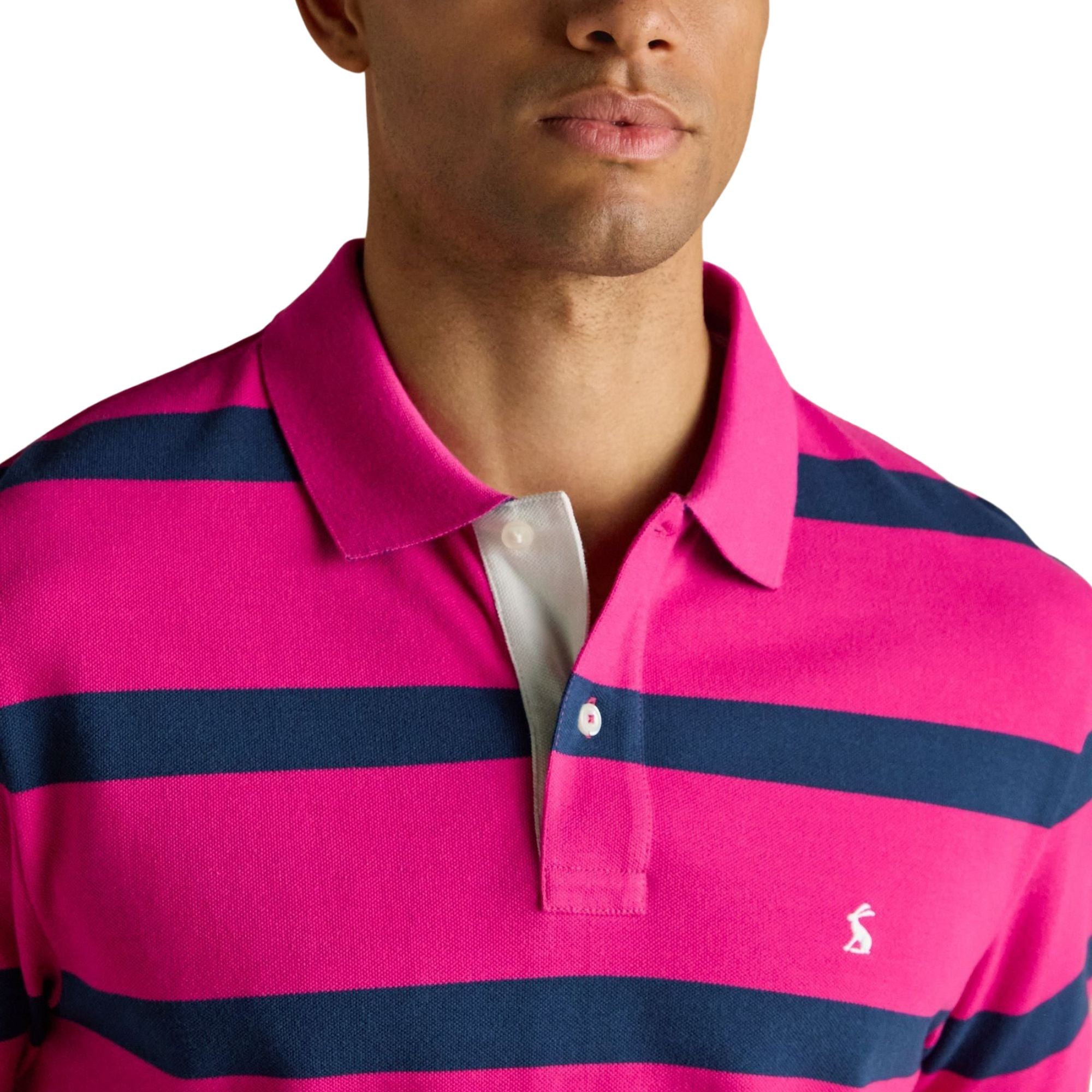 Joules Mens Woody Stripe Polo Shirt - Pink/Blue