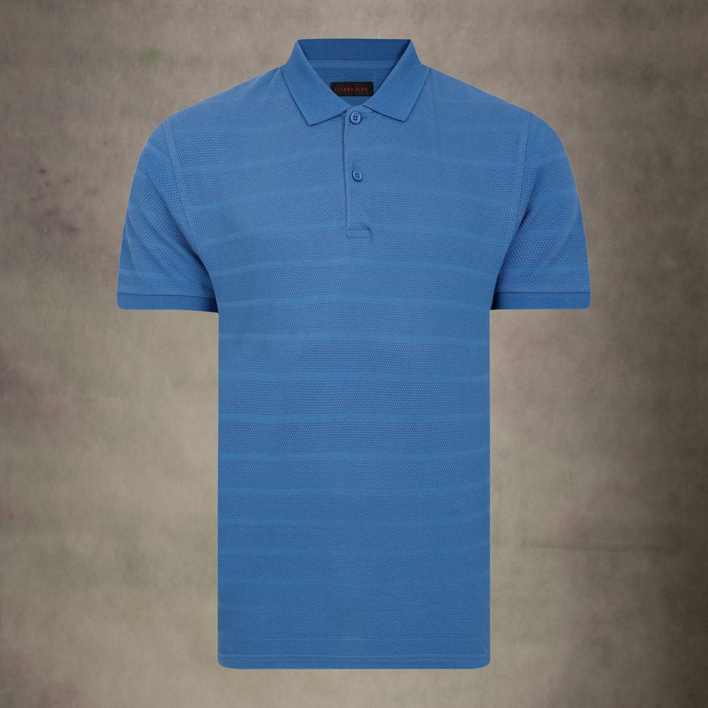 Lizard King Bubble Stripe Polo Shirt - Denim