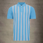 Lizard King Vertical Stripe Polo Shirt - Sky