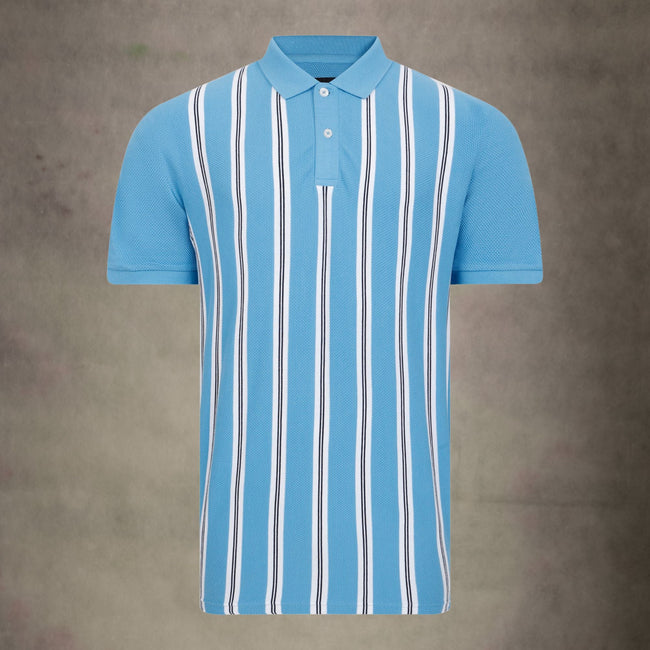 Lizard King Vertical Stripe Polo Shirt - Sky Hover Image