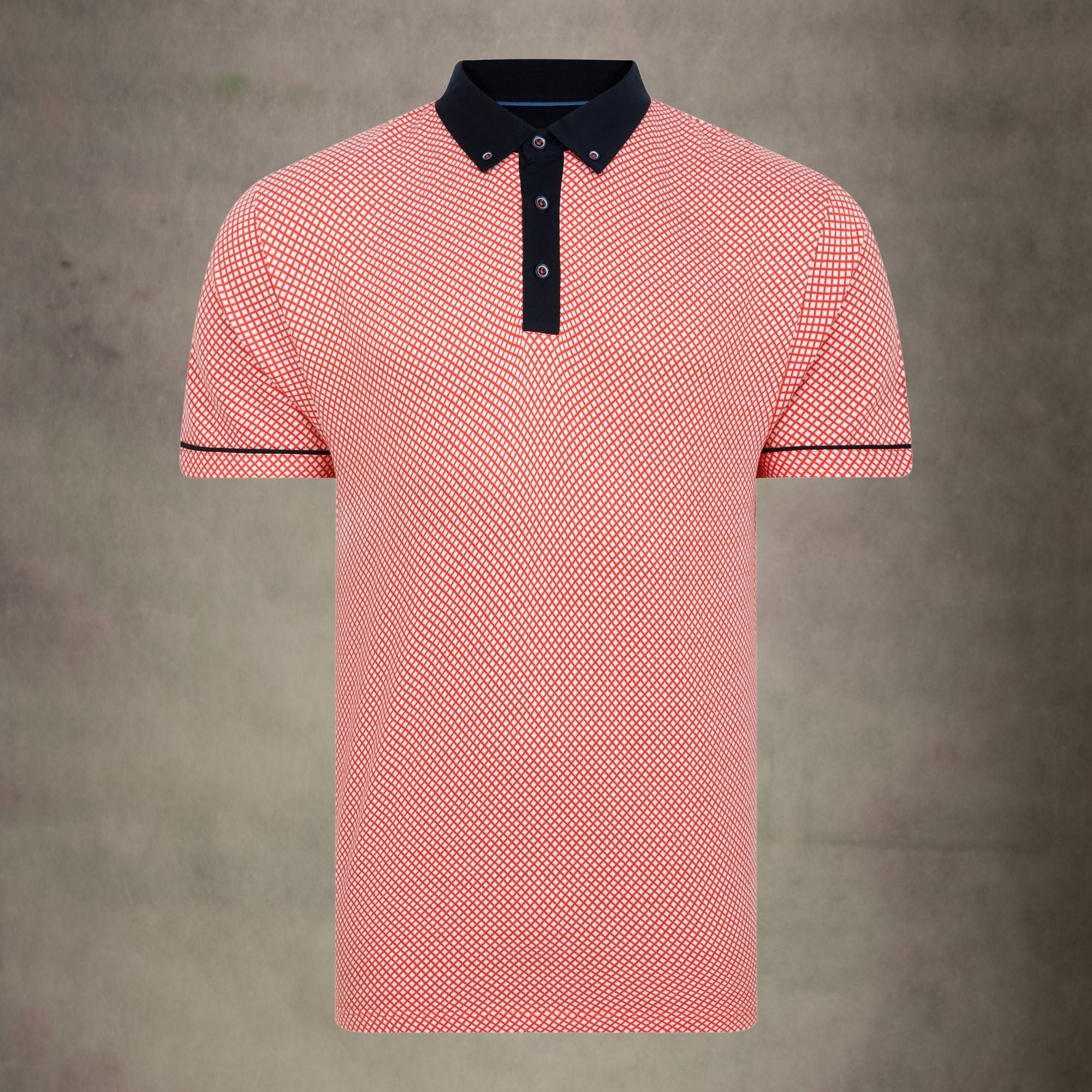 Lizard King Two Colour Diamond Jacquard Polo Shirt - Amber