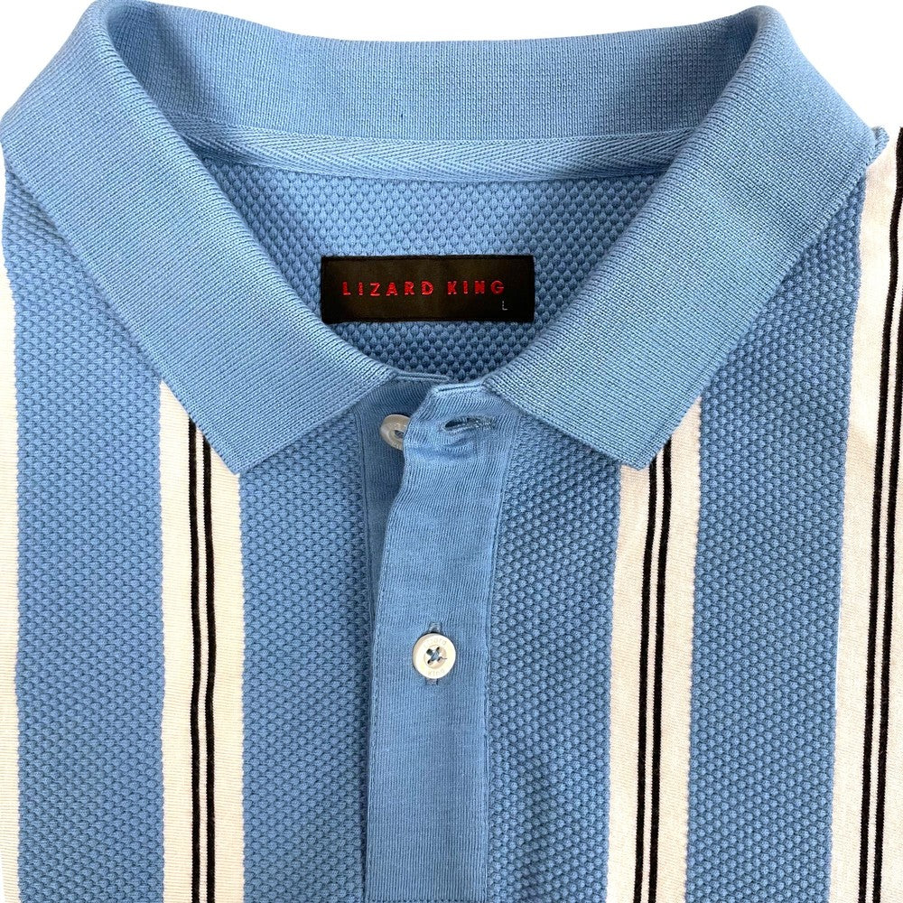 Lizard King Vertical Stripe Polo Shirt - Sky