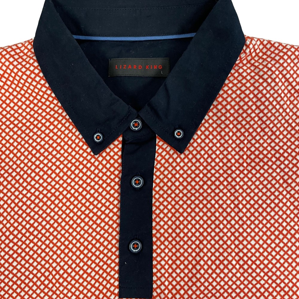 Lizard King Two Colour Diamond Jacquard Polo Shirt - Amber