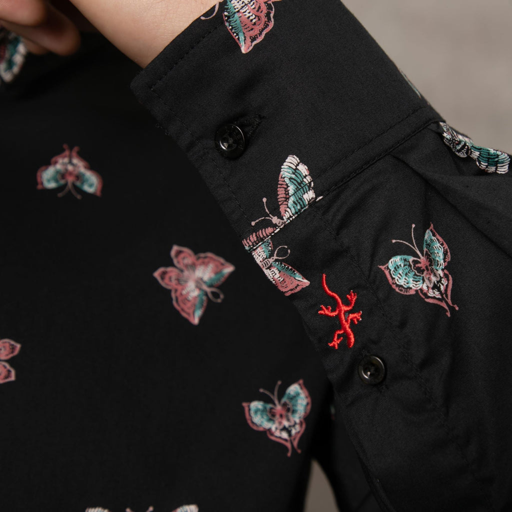 Lizard King Butterfly Print Long Sleeve Shirt