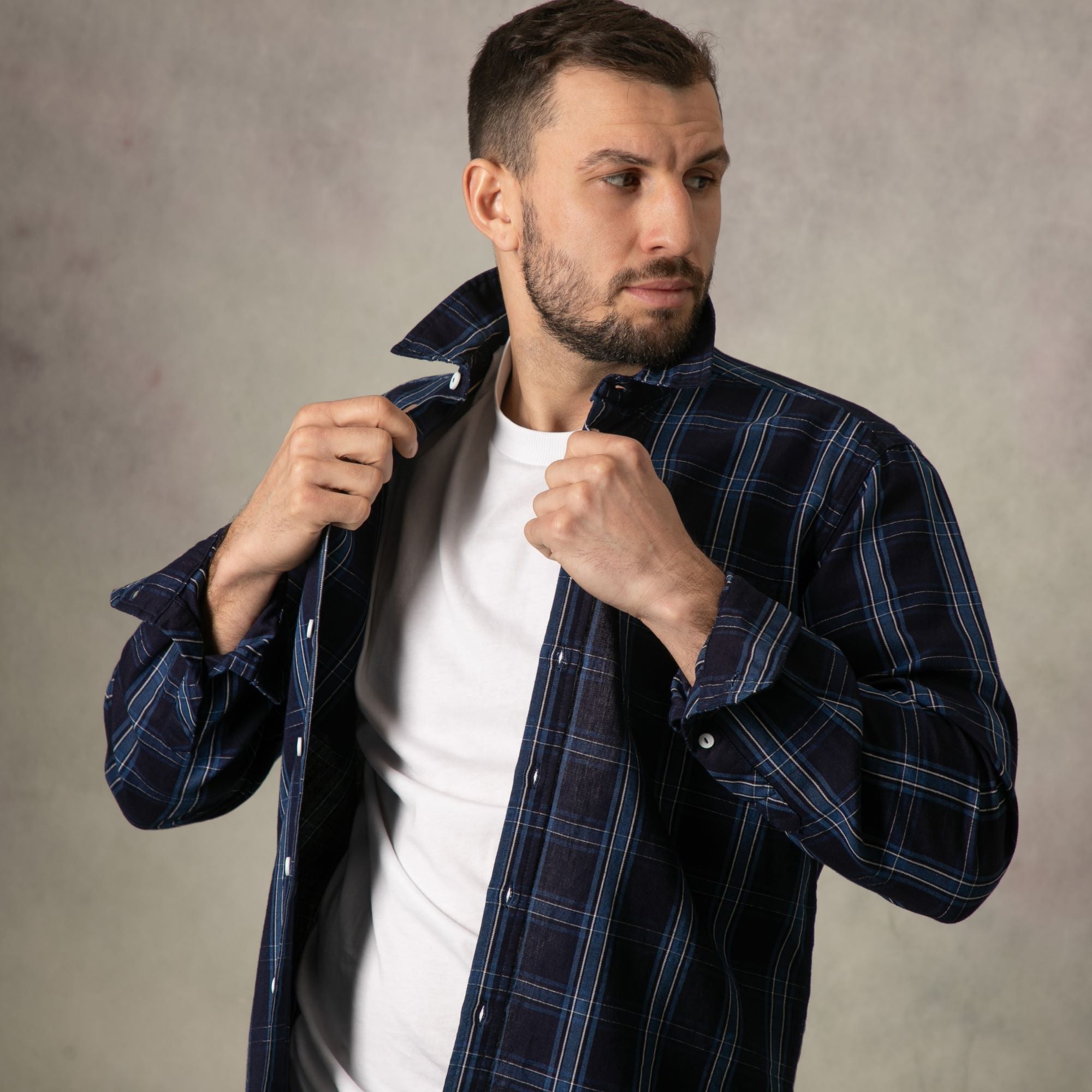 Lizard King Navy Check Long Sleeve Shirt