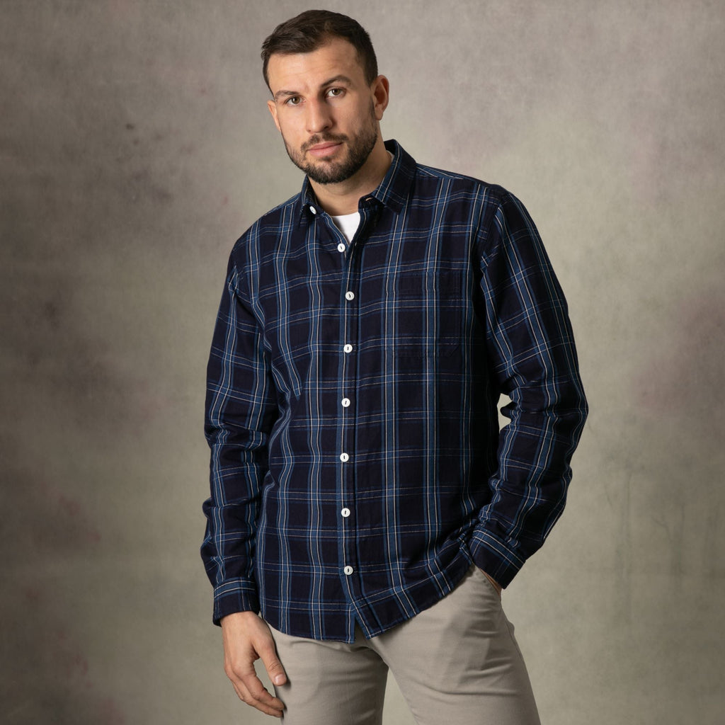 Lizard King Navy Check Long Sleeve Shirt