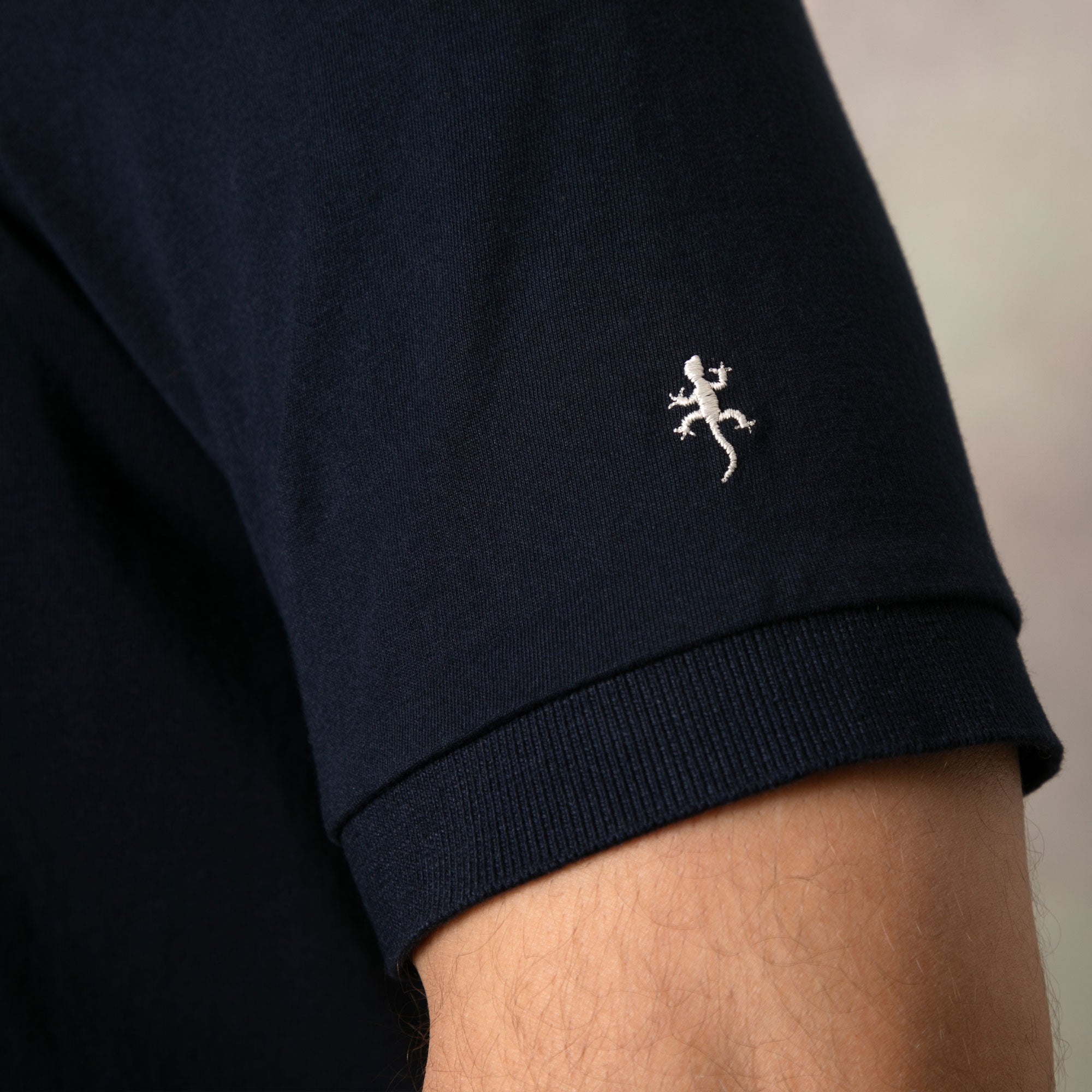 Lizard King Navy Printed Collar Polo Shirt