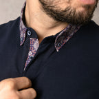 Lizard King Navy Printed Collar Polo Shirt