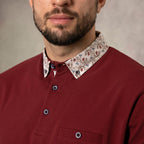 Lizard King Maroon Printed Collar Polo Shirt
