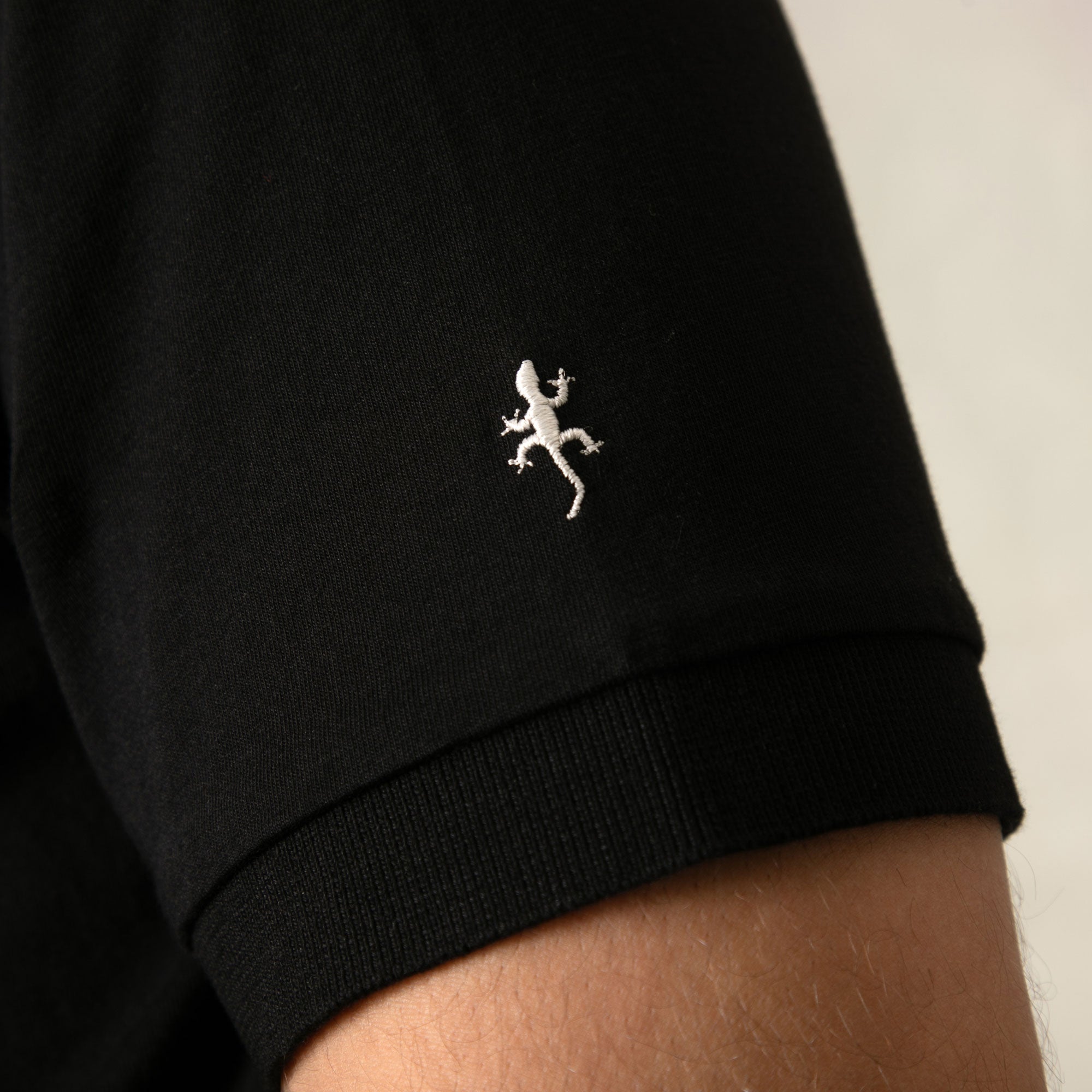 Lizard King Black Printed Collar Polo Shirt