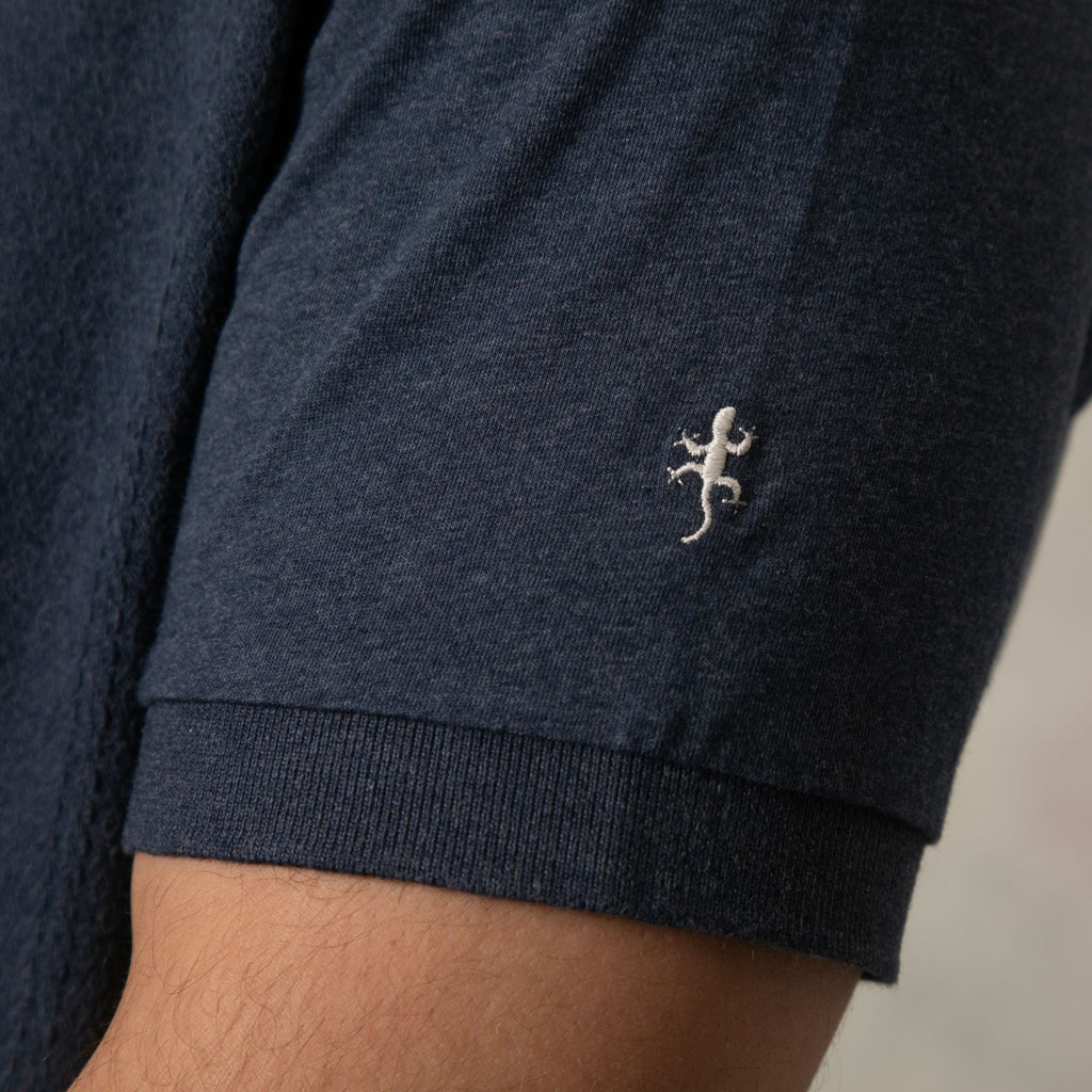 Lizard King Denim Textured Zipper Polo Shirt