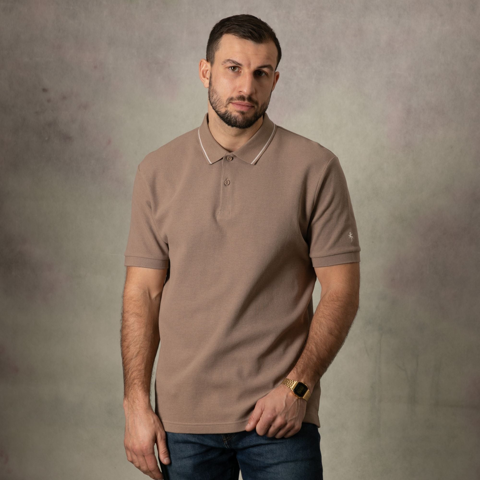 Lizard King Clay Waffle Button Polo Shirt