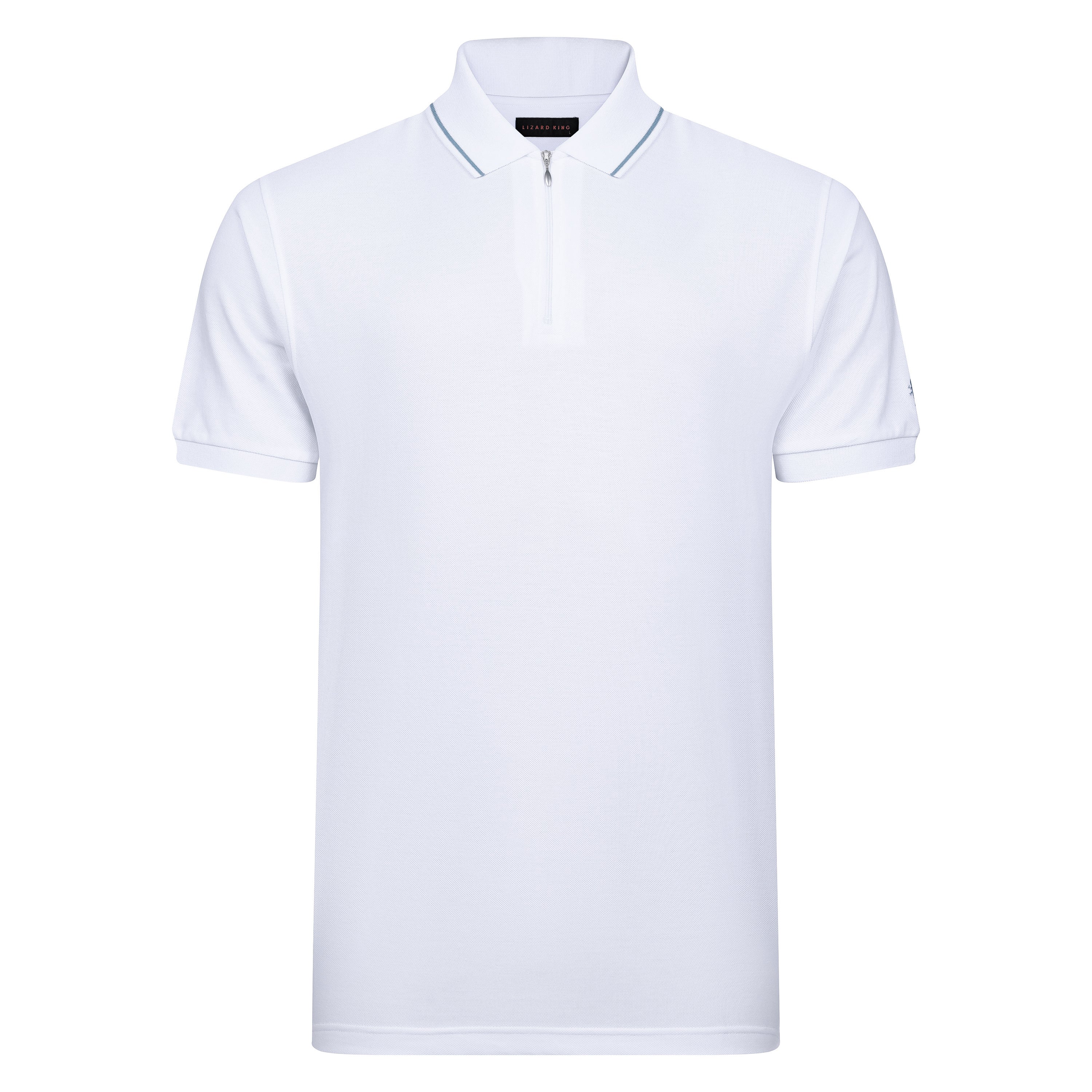 Lizard King White Zipper Polo