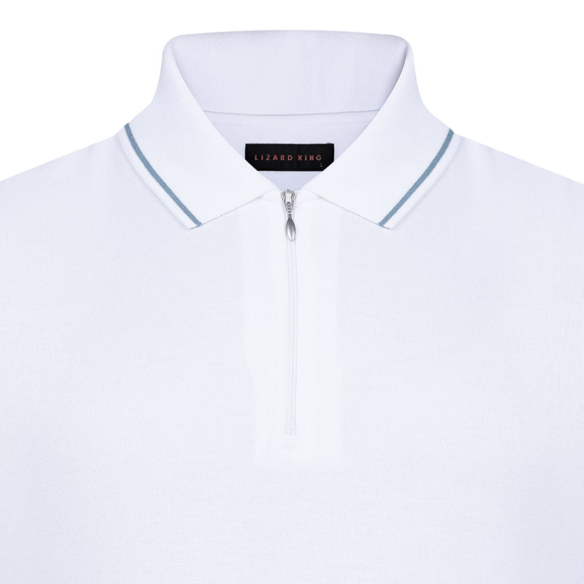 Lizard King White Zipper Polo