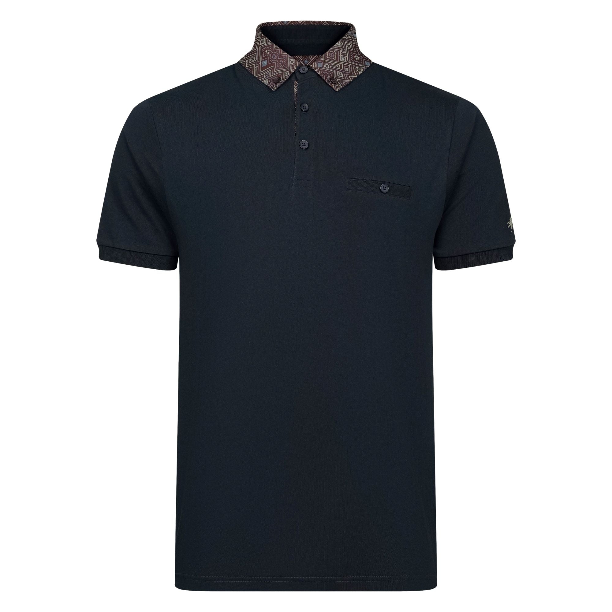Lizard King Navy Printed Collar Polo Shirt