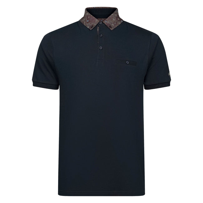 Lizard King Navy Printed Collar Polo Shirt Hover Image