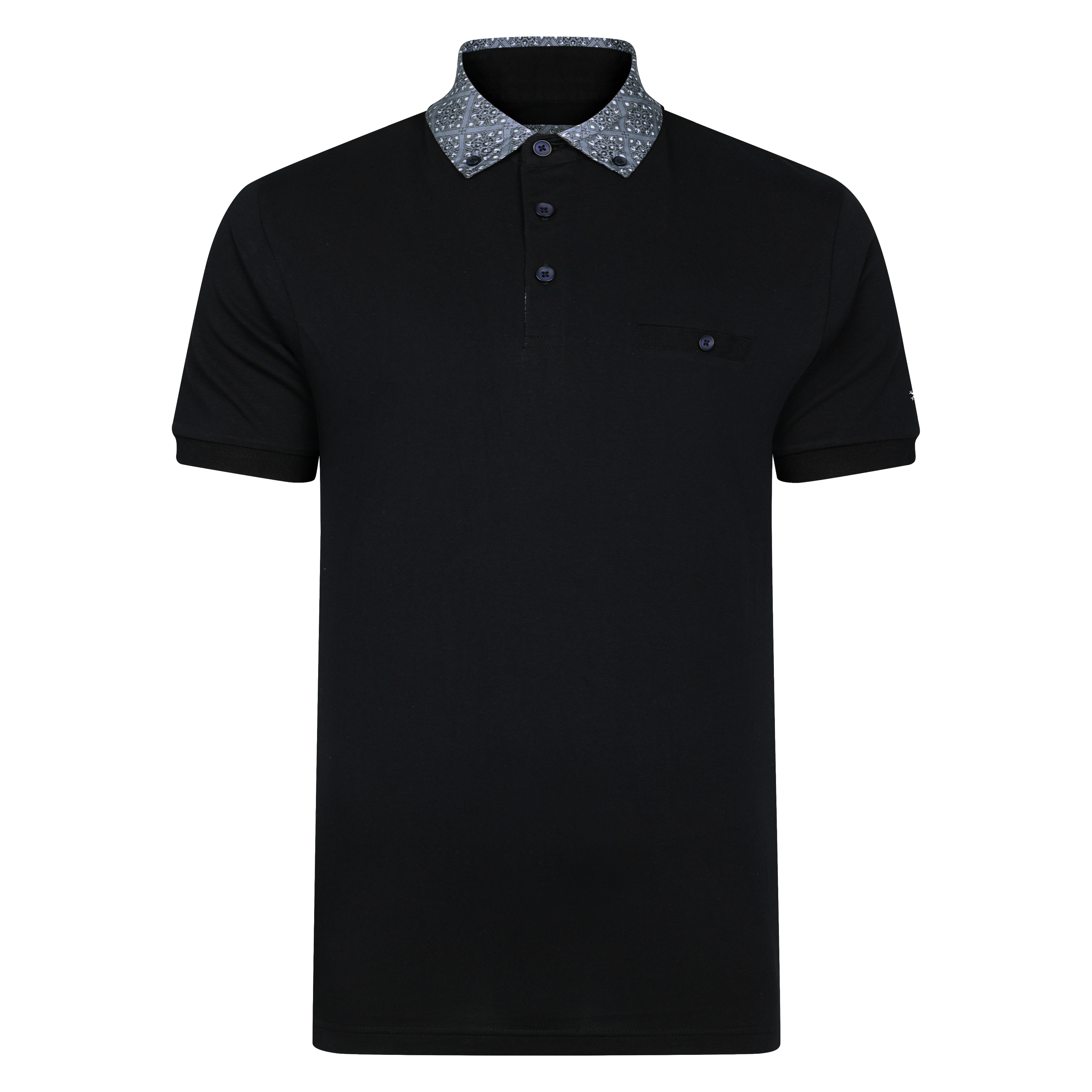 Lizard King Black Printed Collar Polo Shirt