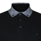 Lizard King Black Printed Collar Polo Shirt
