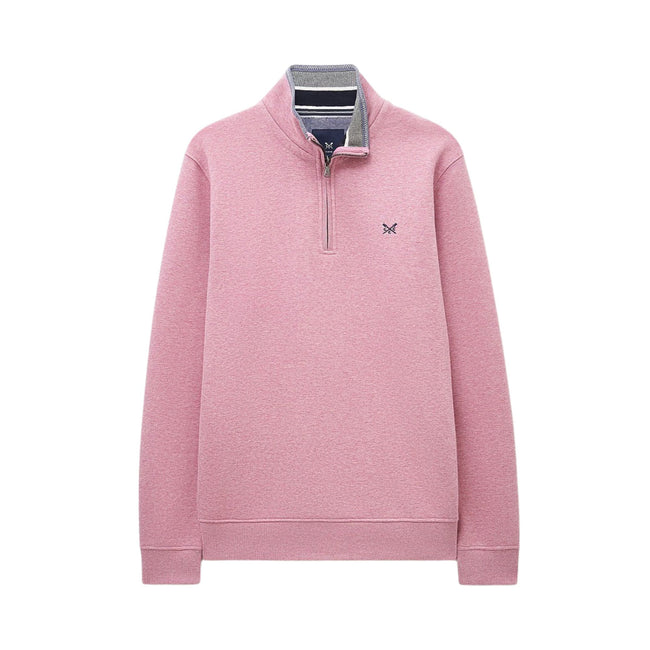 Crew Clothing Classic Cotton-Mix Half-Zip Sweatshirt - Pink Marl Hover Image