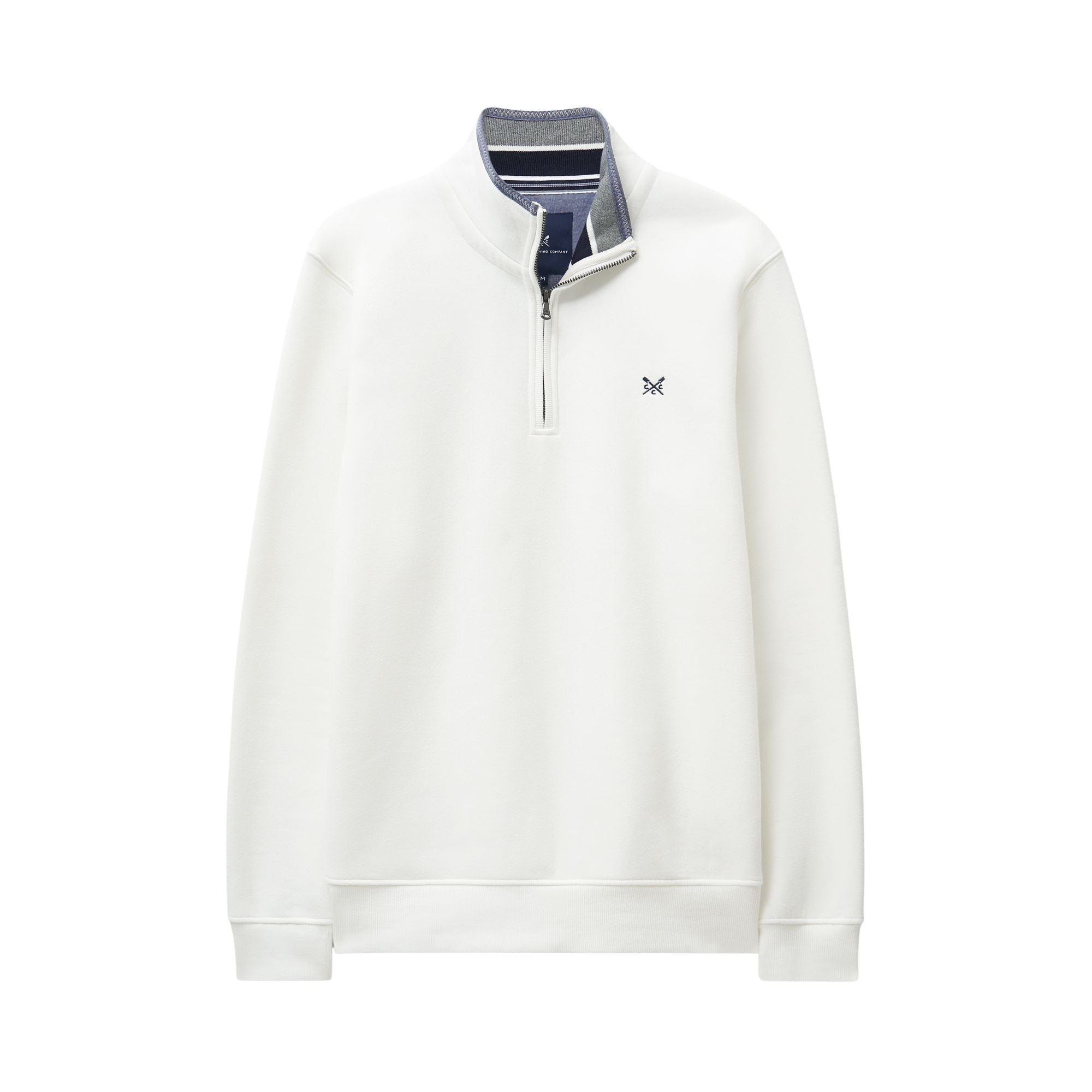 Crew Clothing Classic Cotton-Mix Half-Zip Sweatshirt - Snow White