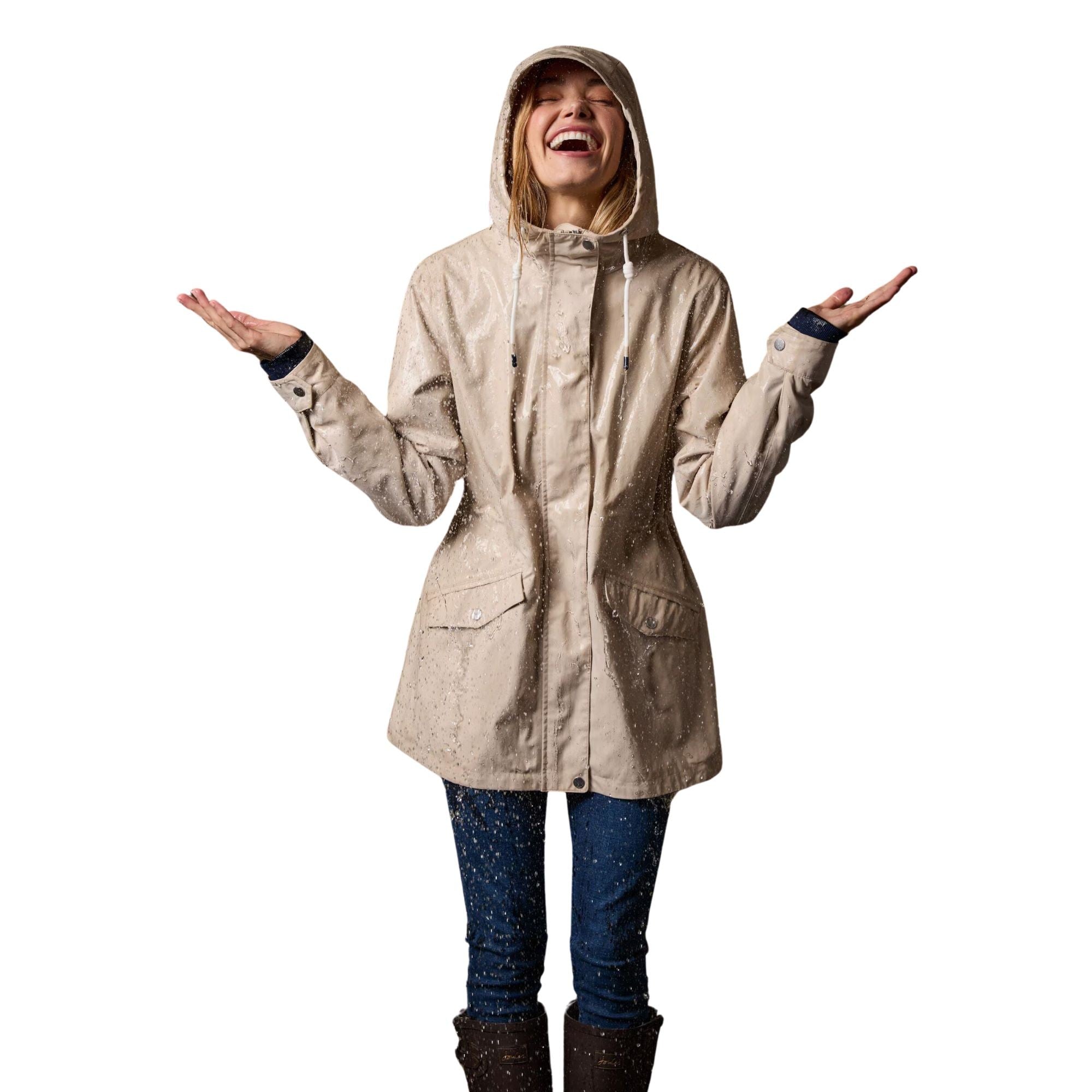 Joules Womens Portwell Neutral Waterproof Raincoat - Neutral