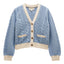Joules Womens Court Cable Knitted Cardigan - Blue