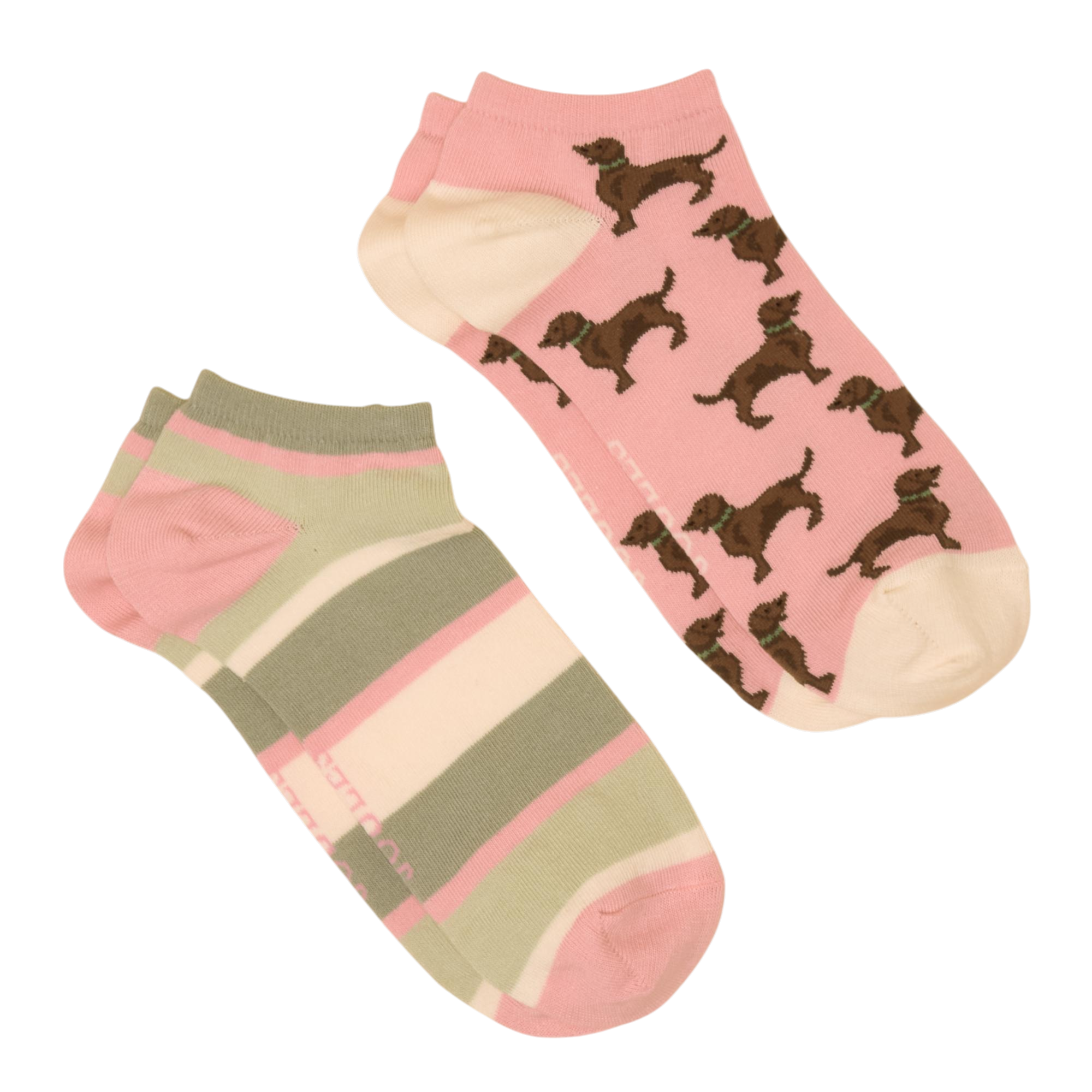 Joules Womens Rilla Trainer Socks 2 Pack - Pink Green