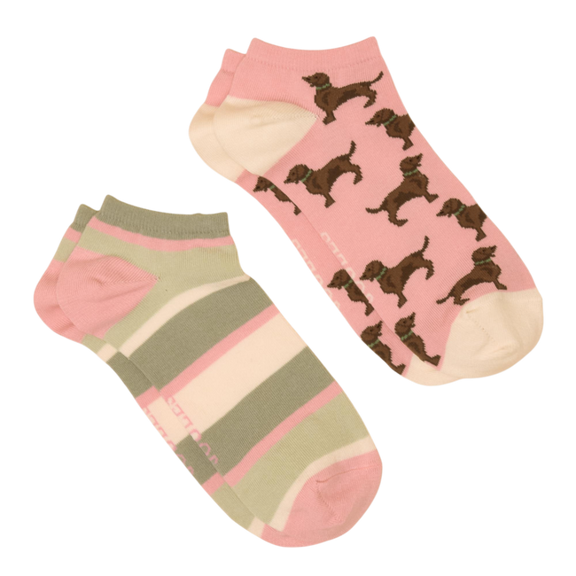 Joules Womens Rilla Trainer Socks 2 Pack - Pink Green Hover Image