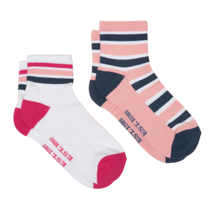 Joules Womens Volley Tennis Sock 2 Pack - Pink Blue
