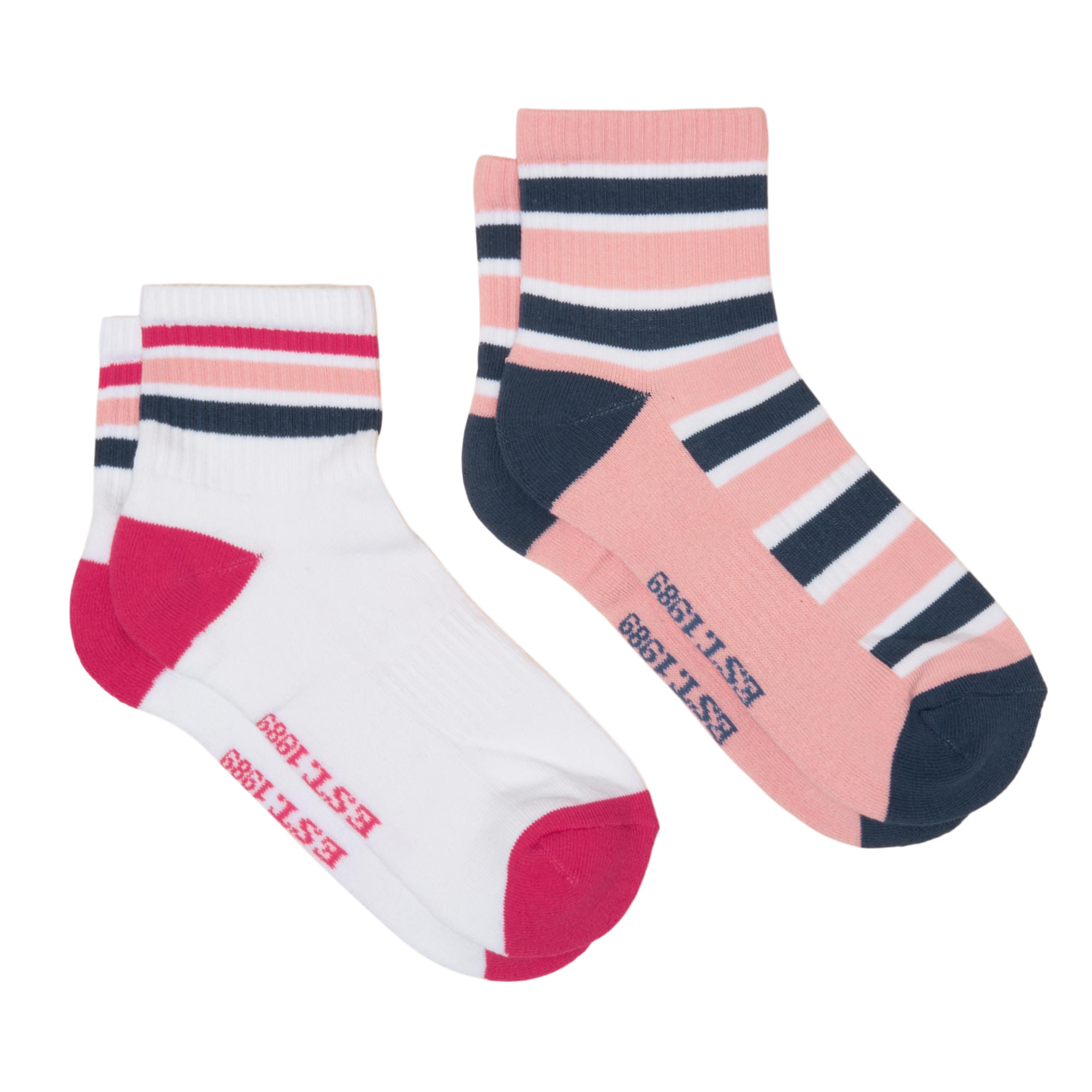 Joules Womens Volley Tennis Sock 2 Pack - Pink Blue