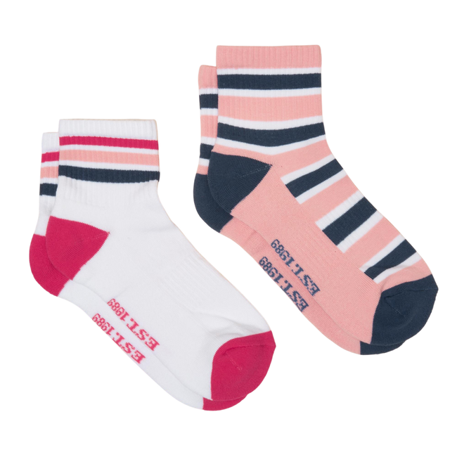 Joules Womens Volley Tennis Sock 2 Pack - Pink Blue Hover Image