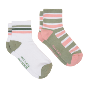 Joules Womens Volley Tennis Sock 2 Pack - Green Pink