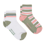Joules Womens Volley Tennis Sock 2 Pack - Green Pink