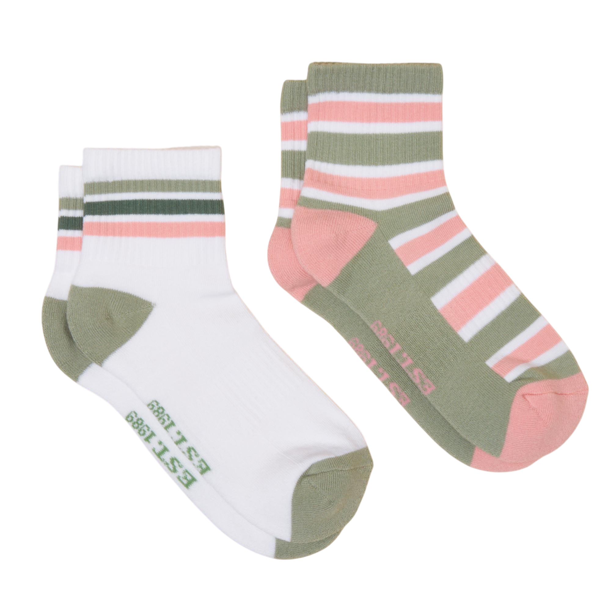Joules Womens Volley Tennis Sock 2 Pack - Green Pink