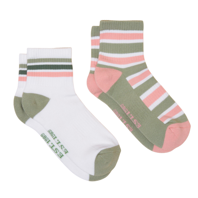 Joules Womens Volley Tennis Sock 2 Pack - Green Pink Hover Image