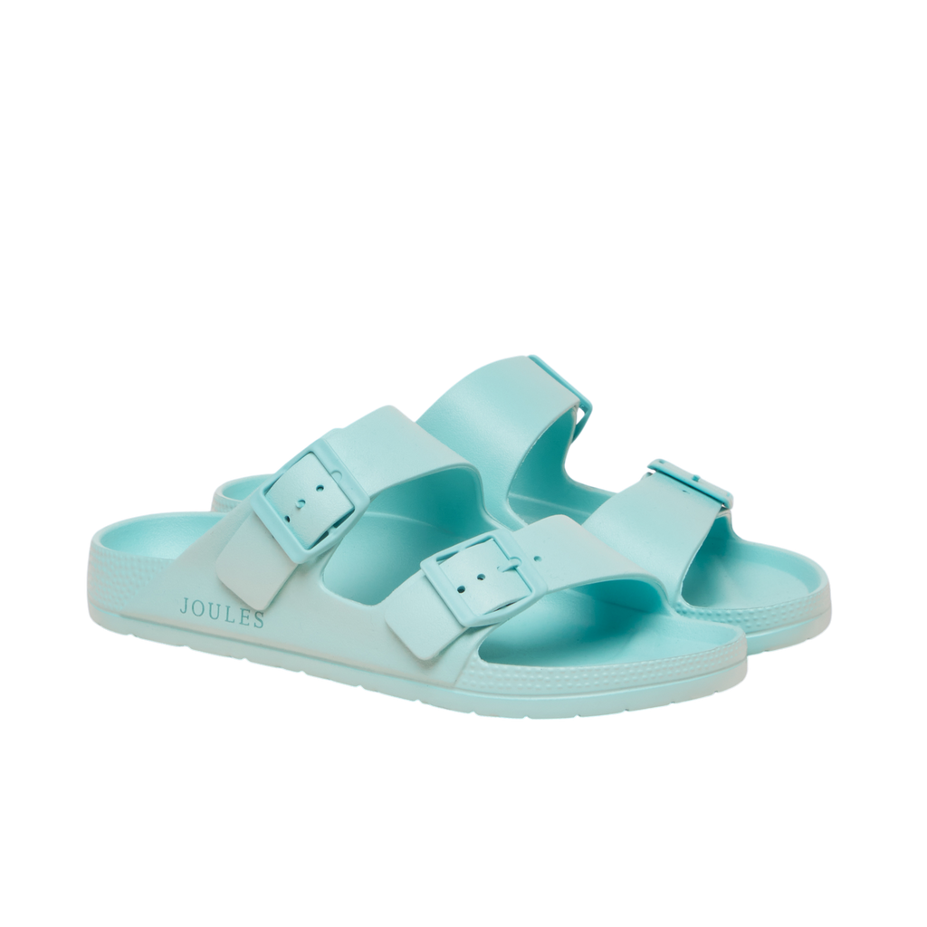 Joules Womens Sunseeker Light Blue EVA Double Buckle Sliders - Light Blue