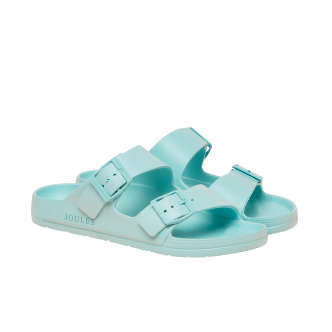 Joules Womens Sunseeker Light Blue EVA Double Buckle Sliders - Light Blue Hover Image