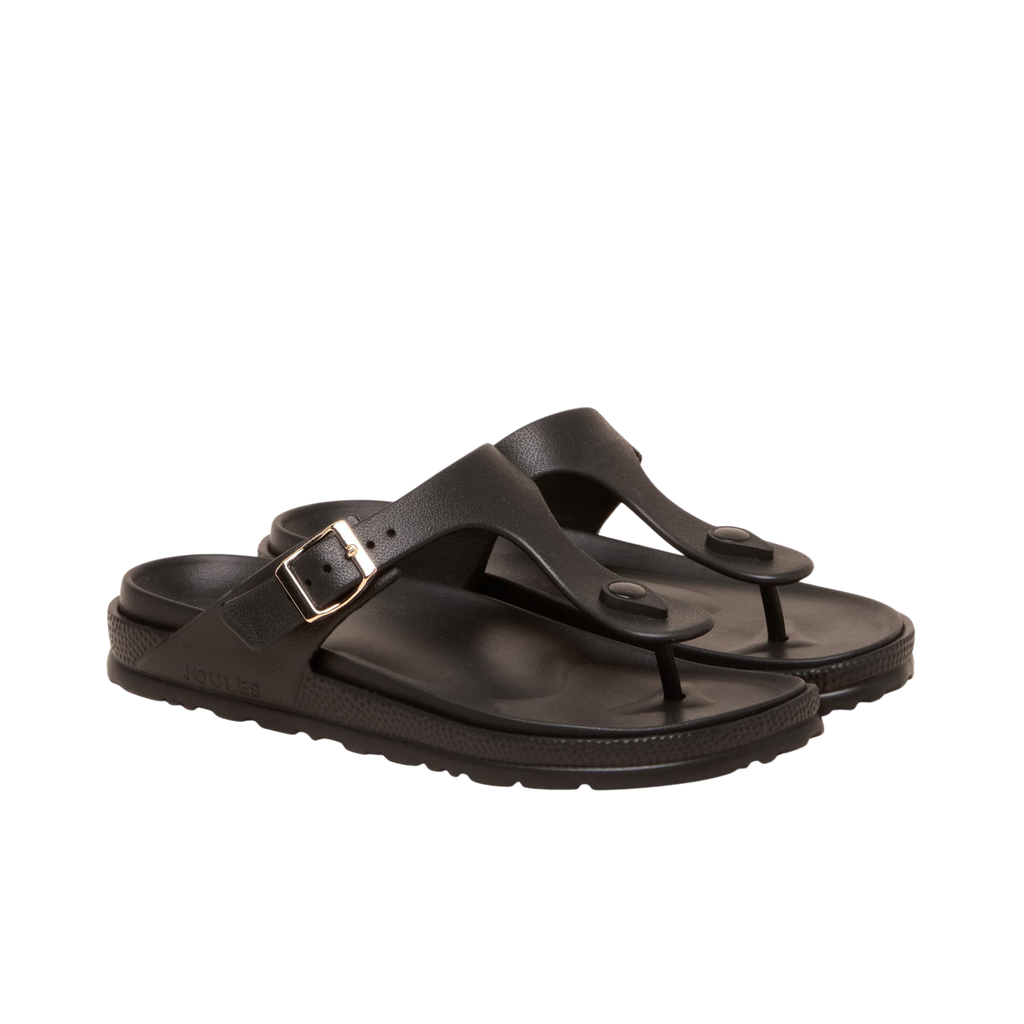 Joules Womens Soleil Black Buckle Flip Flop - Black