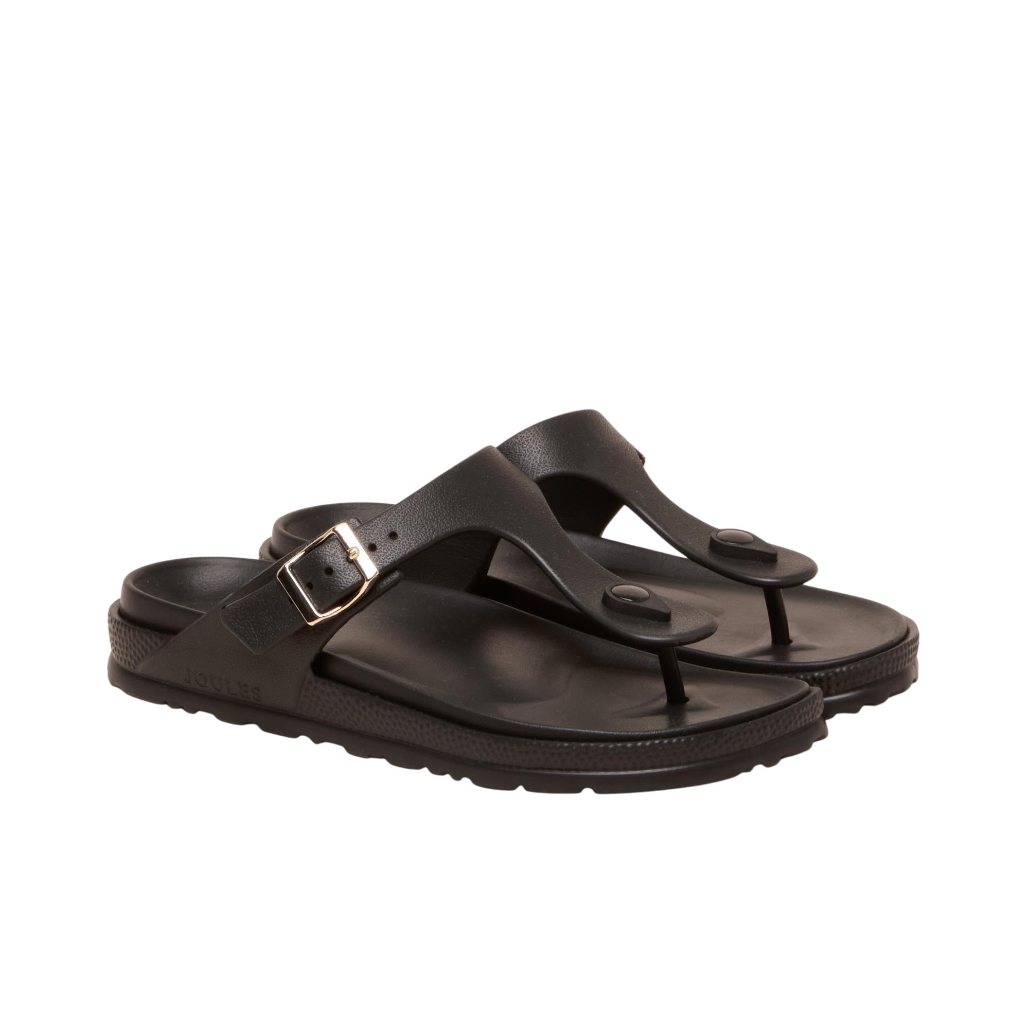Joules Womens Soleil Black Buckle Flip Flop - Black
