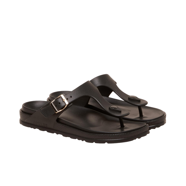 Joules Womens Soleil Black Buckle Flip Flop - Black Hover Image