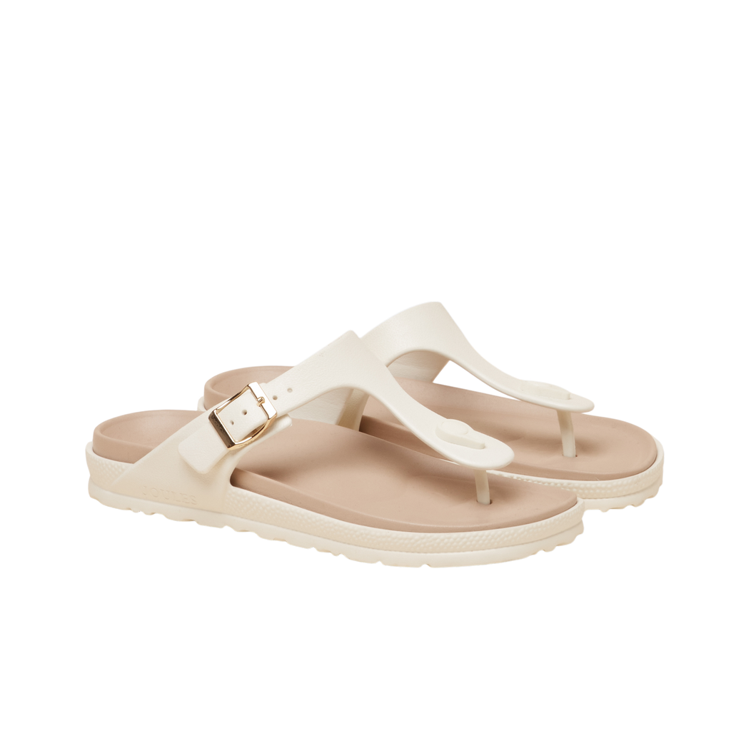 Joules Womens Soleil Black Buckle Flip Flop - White