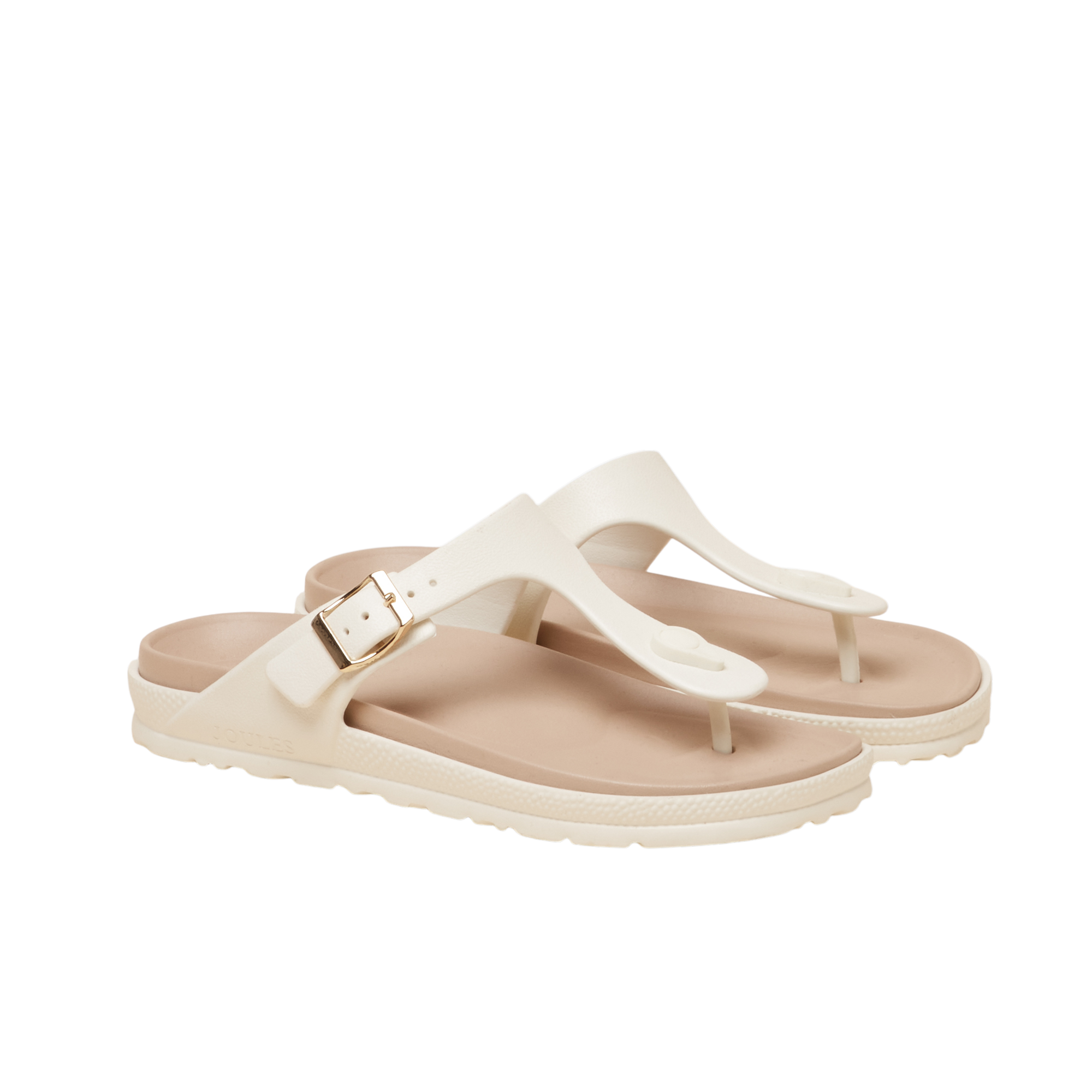 Joules Womens Soleil Black Buckle Flip Flop - White