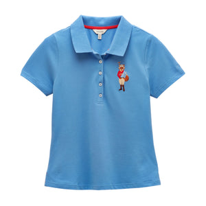 Joules Womens Jonty Fox Slim Fit Cotton Pique Polo Shirt - Blue
