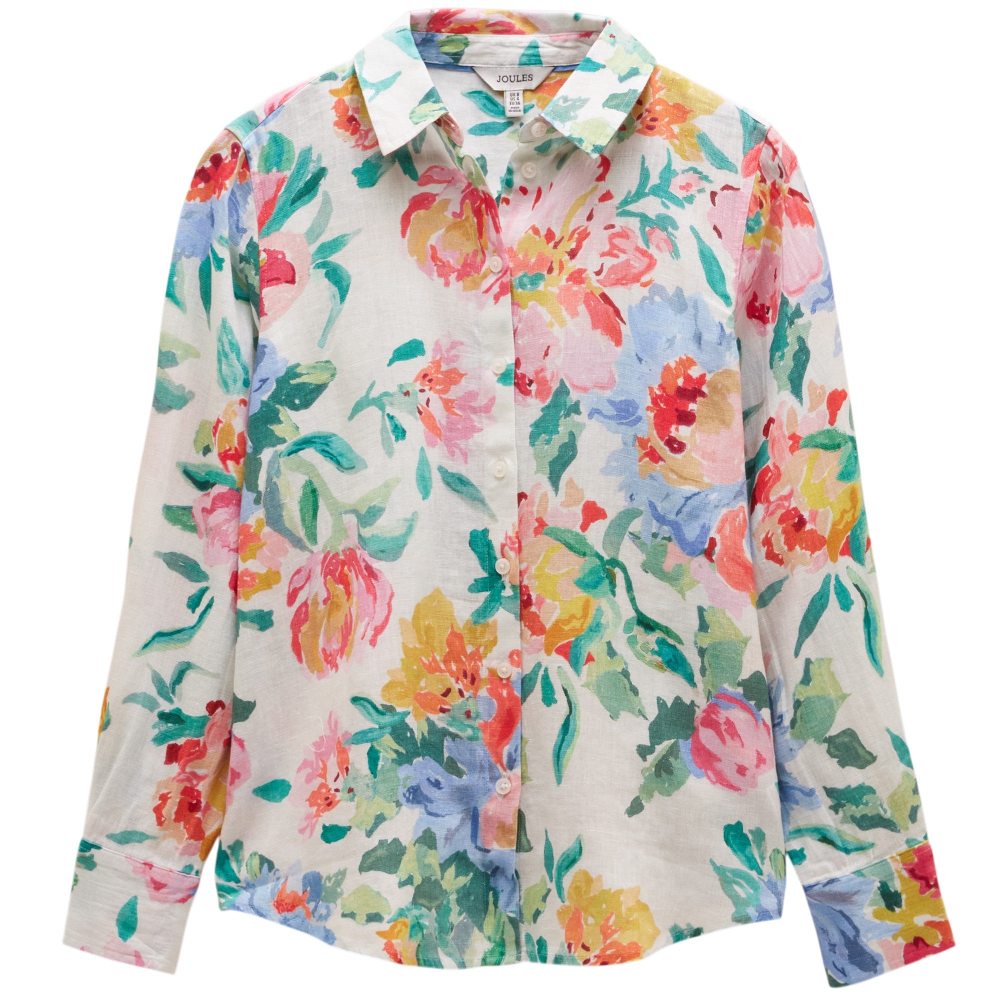 Joules Womens Anna Long Sleeve 100% Linen Shirt - Multi Floral