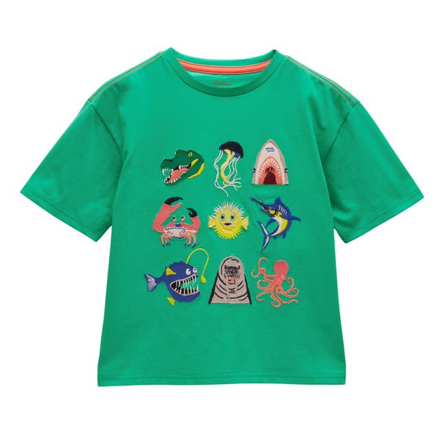 Joules Boys Archie Applique Graphic T-Shirt - Green Hover Image