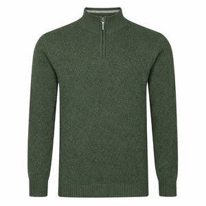 Peter Gribby Mens Lambswool ¼ Zip Jumper - Thyme