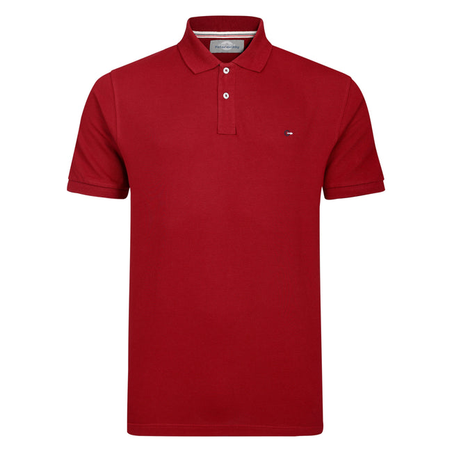 Peter Gribby Cotton Pique Polo Shirt - Marooon Hover Image