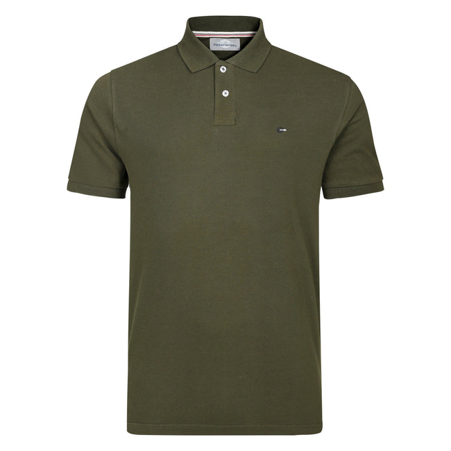Peter Gribby Cotton Pique Polo Shirt - Military Green Hover Image